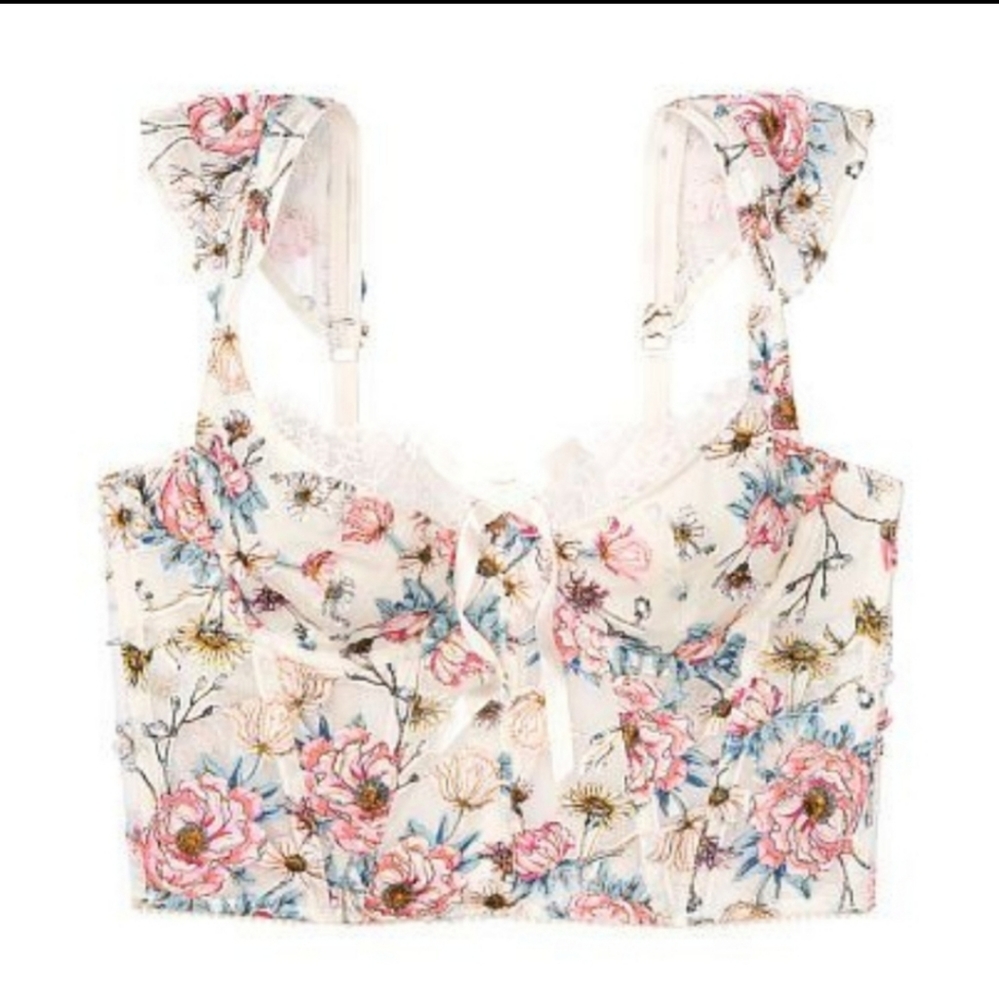 TikTok RESTOCKED Victoria Secret Unlined Floral Bra Top Bustier - Picture 4 of 5